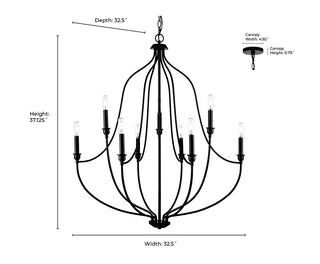 Senoia 9-Light Chandelier Ceiling Light Brushed Nickel