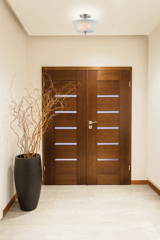 Surrey Three Light Semi Flush Mount in Brushed Nickel