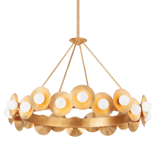 Emerald Chandelier In VINTAGE GOLD LEAF Finish