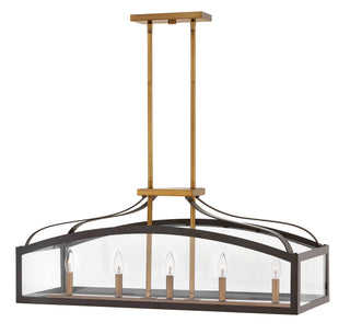 Clarendon Large Five Light Linear Chandelier in Bronze