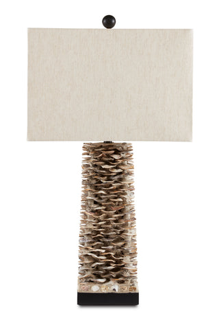 Villamare One Light Table Lamp in Natural/Satin Black