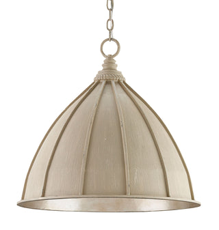 Fenchurch One Light Pendant in Oyster Cream/Silver Leaf