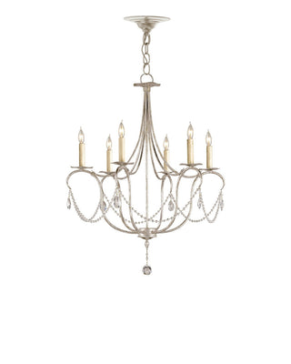 Crystal Lights Six Light Chandelier in Silver Leaf/Clear