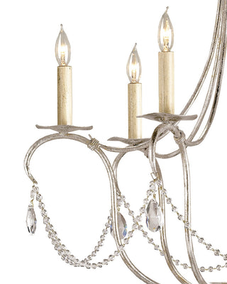 Crystal Lights Six Light Chandelier in Silver Leaf/Clear