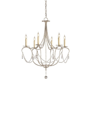 Currey and Company - 9890 - Six Light Chandelier - Crystal Lights - Silver Leaf/Clear