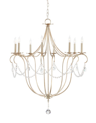 Crystal Lights Eight Light Chandelier in Silver Leaf/Clear