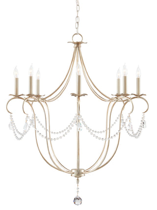 Currey and Company - 9891 - Eight Light Chandelier - Crystal Lights - Silver Leaf/Clear