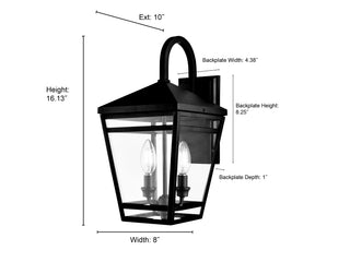 Seager 2-Light Outdoor Wall Sconce Textured Black