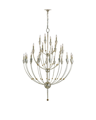 Paradox 28 Light Chandelier in Silver Granello/Gold Leaf