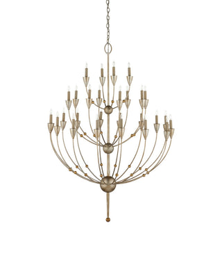 Paradox 28 Light Chandelier in Silver Granello/Gold Leaf