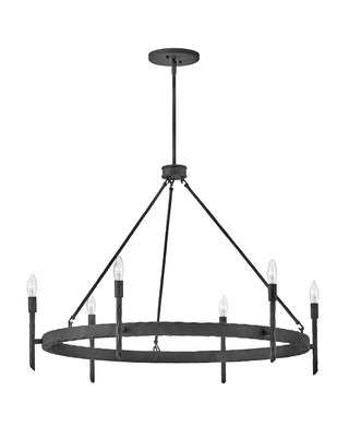 Tress Large Single Tier Chandelier in Forged Iron