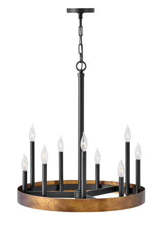 Wells Medium Single Tier Chandelier in Weathered Brass