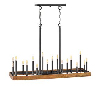Wells Large Eighteen Light Linear Chandelier in Weathered Brass