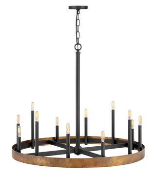 Wells Medium Single Tier Chandelier in Weathered Brass