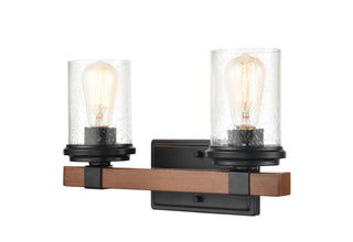 Taos 2-Light Vanity Matte Black/Wood Grain