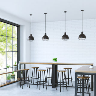 R Series 1-Light Cord Hung Deep Bowl Shade Satin Black