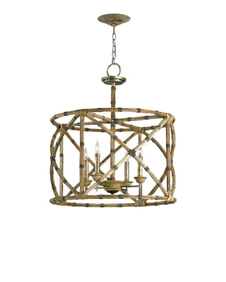 Palm Beach Four Light Lantern in Washed Wood/Natural/Pyrite Bronze