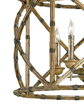 Palm Beach Four Light Lantern in Washed Wood/Natural/Pyrite Bronze