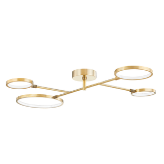 Saturn Semi Flush with Aged Brass Finish