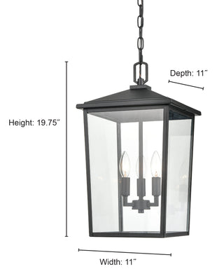Fetterton 3-Light Outdoor Hanging Lantern Powder Coated Black
