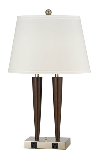Cal Lighting - LA-2025DK-2RBW - Two Light Table Lamp - HOTEL - Brushed Steel Wood