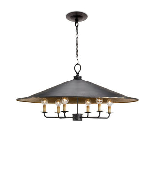 Brussels Six Light Chandelier in French Black/Contemporary Gold
