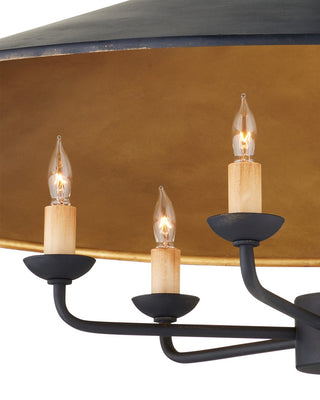Brussels Six Light Chandelier in French Black/Contemporary Gold