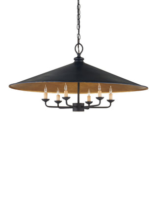 Brussels Six Light Chandelier in French Black/Contemporary Gold