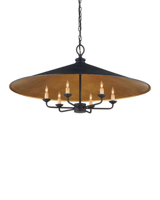 Brussels Six Light Chandelier in French Black/Contemporary Gold