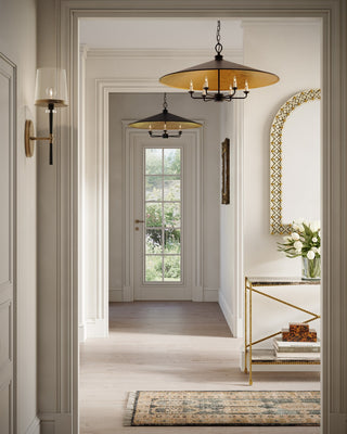 Brussels Six Light Chandelier in French Black/Contemporary Gold