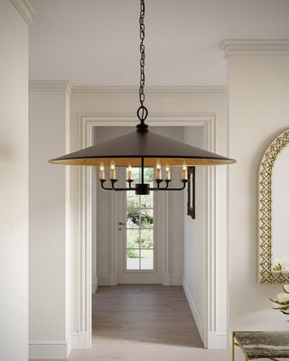 Brussels Six Light Chandelier in French Black/Contemporary Gold