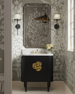Brussels Six Light Chandelier in French Black/Contemporary Gold