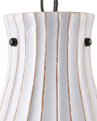 Jazz One Light Pendant in White Crackle/Satin Black