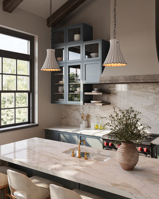 Jazz One Light Pendant in White Crackle/Satin Black