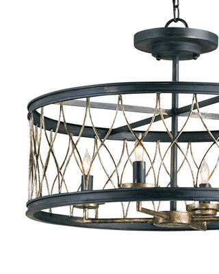 Crisscross Four Light Pendant in French Black/Pyrite Bronze