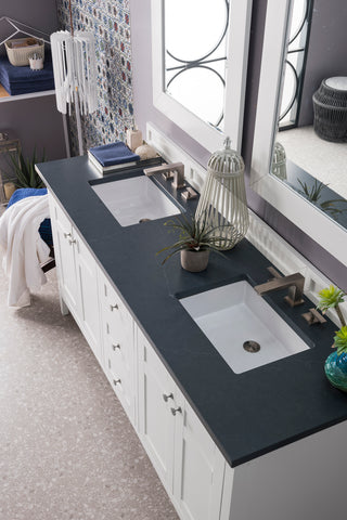 72 Inch Palisades Freestanding Vanity in Bright White / Charcoal Soapstone Top