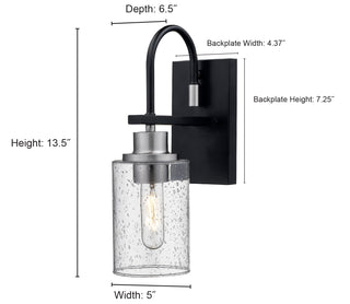 Clifton 1-Light Wall Sconce Matte Black/Brushed Nickel