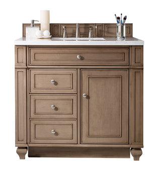 36 Inch Bristol Freestanding Vanity in Whitewashed Walnut / Eternal Jasmine Pearl Top