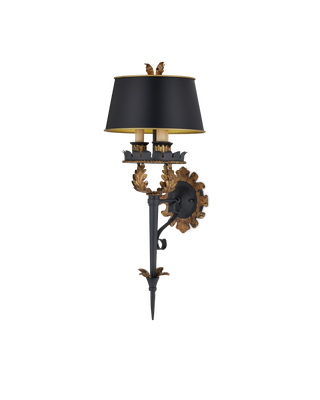 Duke Gold Wall Sconce, Black Shade