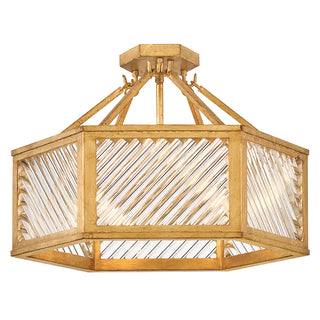 Sura Medium Semi-Flush Mount in Distressed Brass