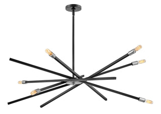 Archer Large Adjustable Single Tier Chandelier in Satin Black