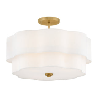 Gwen Medium Semi-Flush Mount in Lacquered Brass