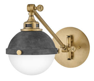 Fletcher Small Swing Arm Single Light Sconce in Aged Zinc