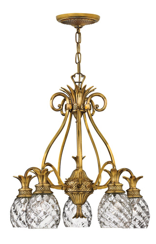 Plantation Small Single Tier Chandelier in Burnished Brass