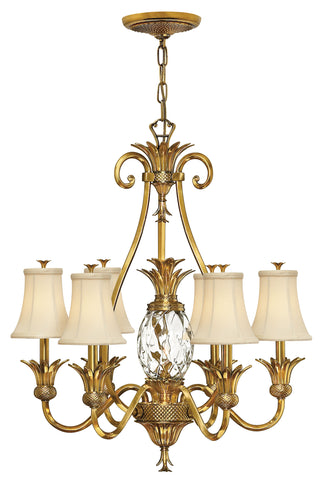 Plantation Medium Single Tier Chandelier in Burnished Brass