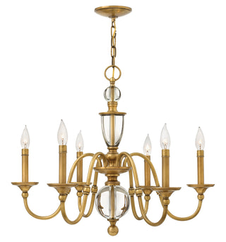 Eleanor Medium Single Tier Chandelier in Heritage Brass