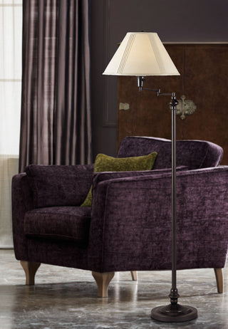 Swing arm One Light Floor Lamp in Dark Bronze