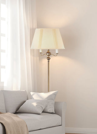 6 Way Four Light Floor Lamp in Antique Brass