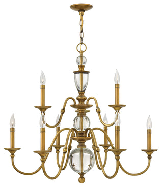 Eleanor Medium Two Tier Chandelier in Heritage Brass