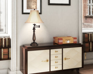 Swing arm One Light Table Lamp in Antique Rust